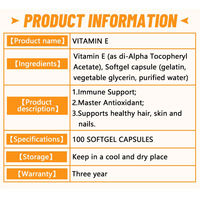 Gélules de Vitamine E 400UI OEM/ODM - Soutien Antioxydant pour la Santé Immunitaire et la Peau Saine - Complément Alimentaire Quotidien - 100 Gélules