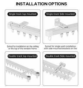 YIJIALE Kit de rail de rideau de luxe réglable avec accessoires à cordon pour <span class=keywords><strong>baie</strong></span> <span class=keywords><strong>vitrée</strong></span> de plafond de 216 cm, vente en gros - Product Image 2
