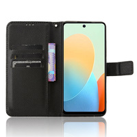 Étui portefeuille en cuir PU Texture diamant de luxe pour Tecno Spark Go 2024/Spark 20C/Pop 8 sac de couverture de téléphone portable à rabat sac OPP