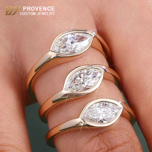 Bague en diamant de laboratoire CVD HTHP de 1 à 2 carats, or 18 carats, coupe Marquise, argent 925, bijoux de mode pour femme, fiançailles, mariage - Product Image 1