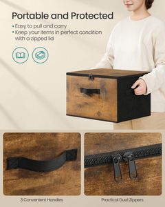 Rustic <b>Brown</b> Collapsible Fabric <b>Storage</b> Cube with Handles for Home Closet and Toy Organization - Product Image 4