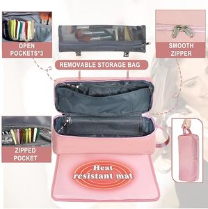 Sac de transport haut de gamme double couche pour fer à lisser et fer à boucler, étanche, pour sèche-cheveux et outils, avec tapis résistant à la chaleur - Product Image 3