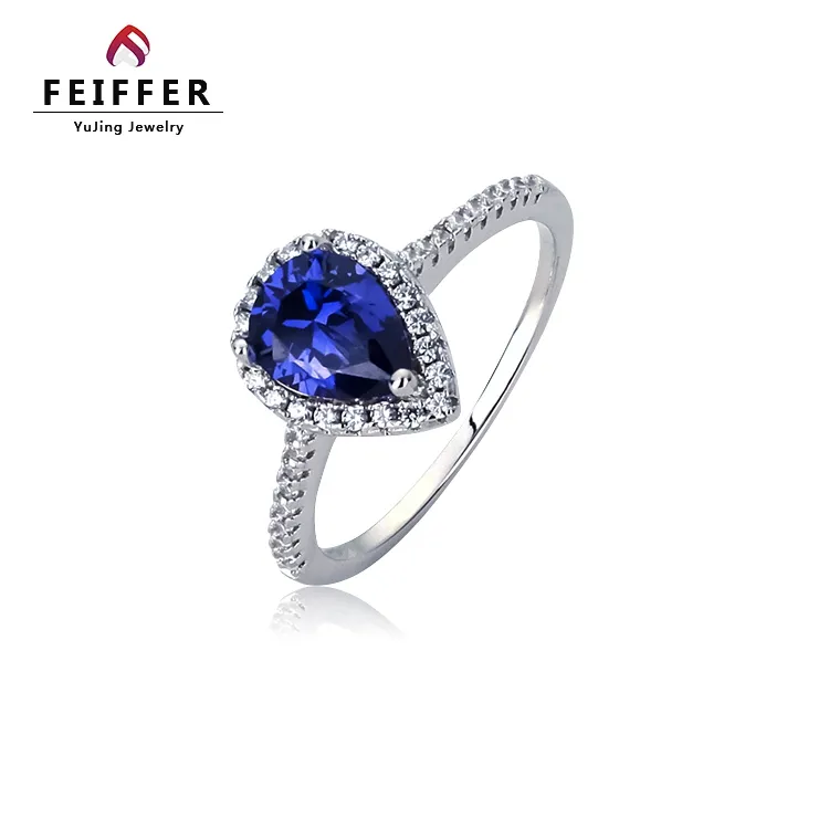 925 ayar gümüş özel moda takı yüzük zirkon tanzanit mavi yüzüğü gümüş mücevherat