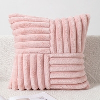 Housses de coussin décoratives rayées en peluche taie d'oreiller douce avec dos en daim fausse fourrure de lapin housses de coussin canapé canapé