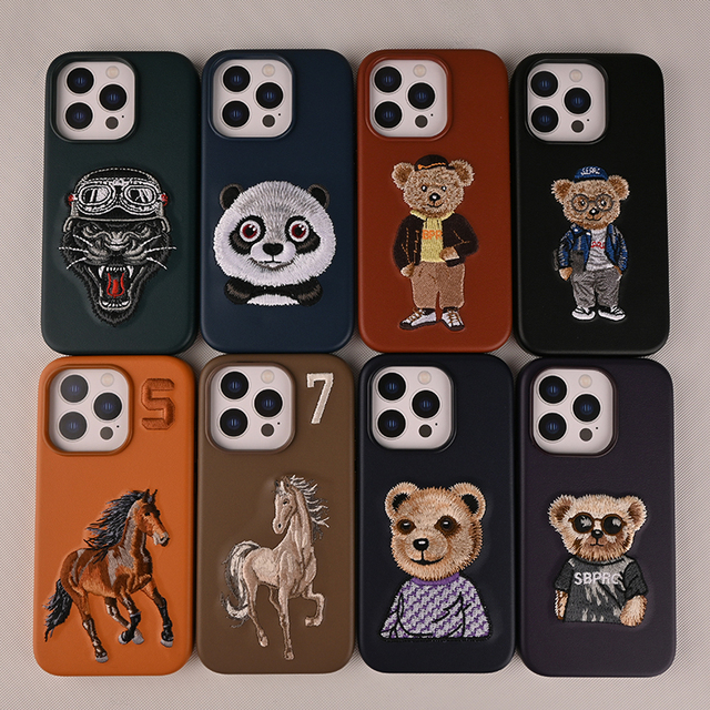 Custom Premium Top Quality Embroidery PU Leather Magnetic Phone Case for iPhone 12 16 Pro Max Free Sample MOQ 200pcs