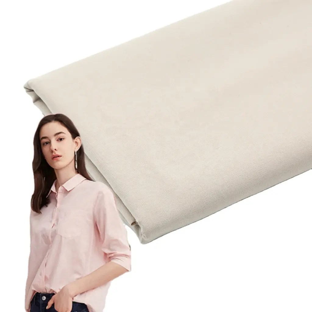 Stock de tissu de popeline unie pure non blanchie 100% coton 100% polyester tissu tissé fabricant de tissu grège