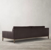 RH ITALIA Echtes Leder Konvertierbares Ecksofa 3-Sitzer mit Armlehnen-Design Edelstahl-Basis Vollnarbiges Braunes Leder