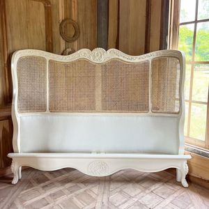 Camera da letto retrò francese letto matrimoniale in <span class=keywords><strong>legno</strong></span> di betulla massello in Rattan fabbrica cinese vendita diretta King Queen casa <span class=keywords><strong>soggiorno</strong></span> <span class=keywords><strong>mobili</strong></span> - Product Image 1