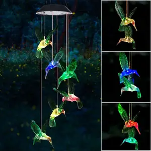 Luz de carillón de viento Pilar colibrí solar colorido jardín envío gratis