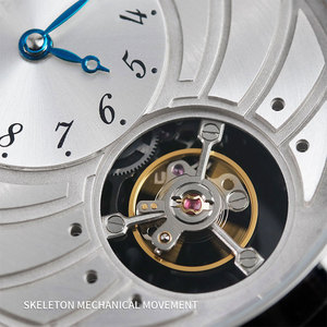 Relojes de Marca Privada OEM, Relojes de Lujo Automáticos, Mecánicos, Esqueleto, de Alta Gama, Personalizados, con Esferas Plateadas, Fabricante de Relojes de Cuero - Product Image 3
