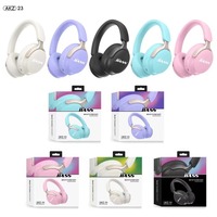 Earphone Nirkabel Over-Ear 2024 dengan Peredam Kebisingan Aktif, Layar Digital RGB, Macaron AKZ-23 untuk Ponsel Anak