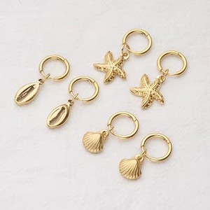 Mode bijoux en acier inoxydable géométrique balancent boucles d'oreilles plaqué or belles boucles d'oreilles pendentif étoile de mer coquillage pour les femmes - Product Image 1