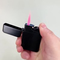 Briquet Métallique Flamme Rouge Rechargeable, Personnalisable au Laser, au Butane, Pour Bougie, Anniversaire, Cadeau pour Hommes/Femmes (Sans Gaz)