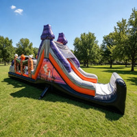 Parcours d'obstacles gonflable commercial d'Halloween avec toboggan, thème citrouille et fantôme, pour location événementielle