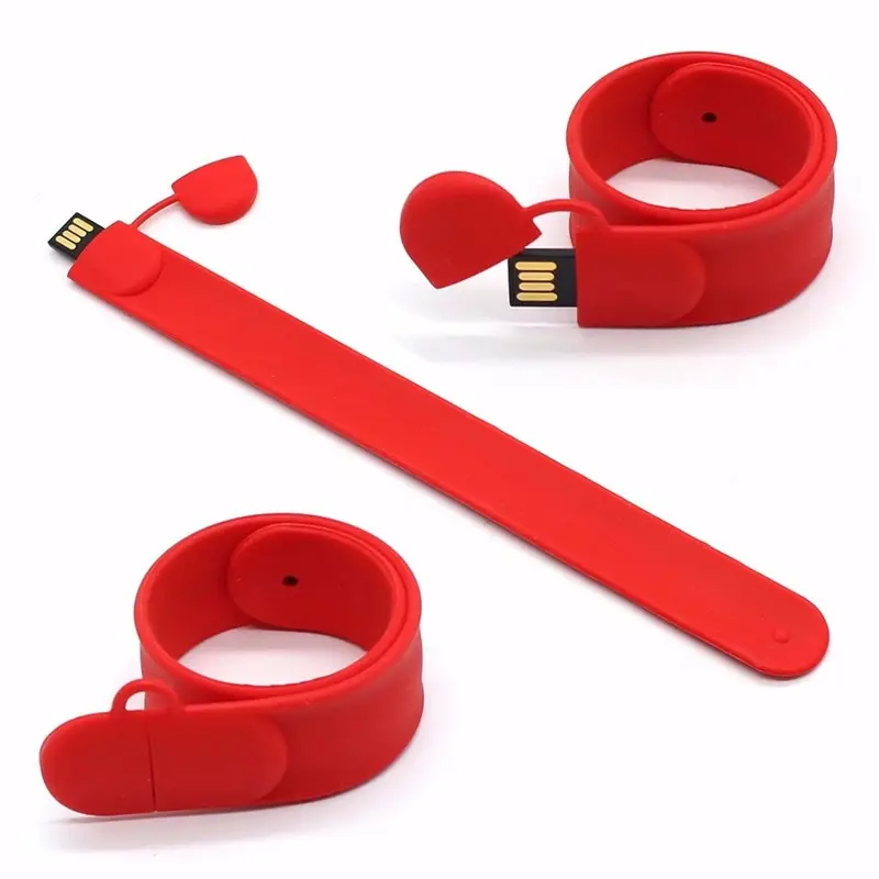 USB קידום מתנה צבעוני סיליקון צמיד USB דיסק און קי Usb סטירה צמיד עם לוגו מותאם אישית