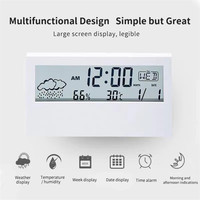 Horloge numérique de bureau intelligente, calendrier, température, météo, écran transparent, réveil de table