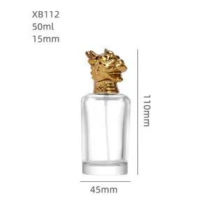 Diseño de lujo 50Ml Zodiac Aleación de zinc Tapa de metal Botella de perfume de vidrio vacía única