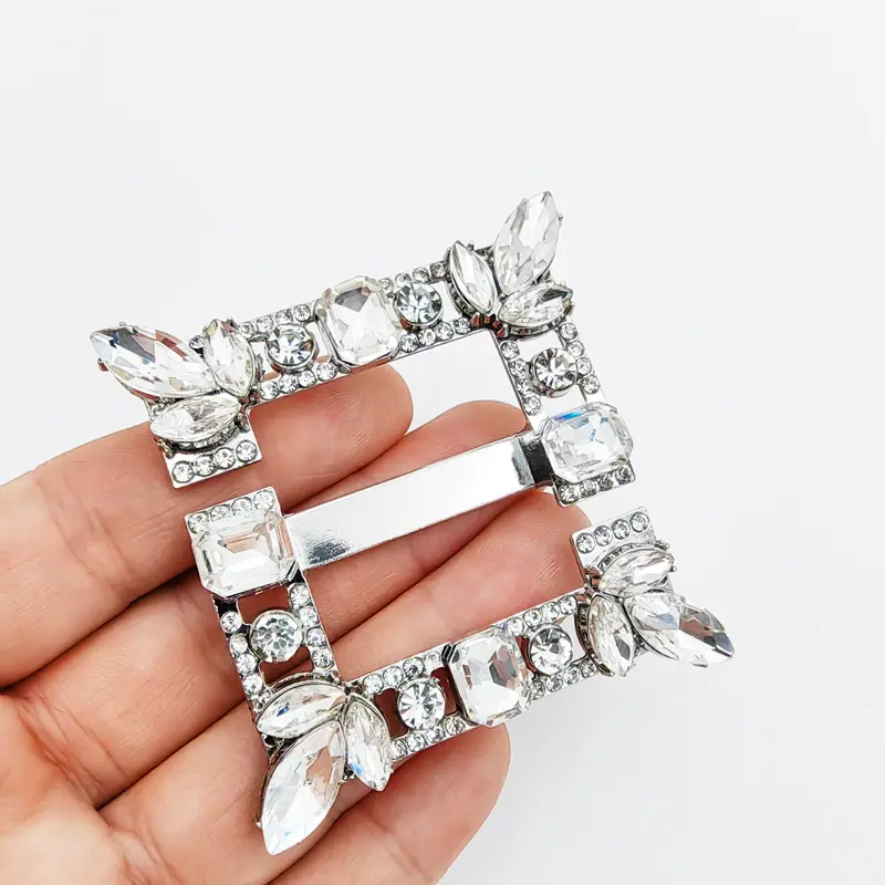 Metal Bling Crystal Square Rhinestone Wedding Bridal Alloy Shoe Clip Decoration Buckle Accessories