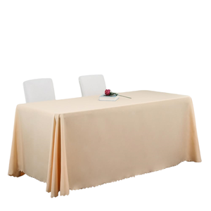 <b>White</b> Woven 100% Polyester Rectangular Tablecloth for 6 Foot <b>Tables</b>-Wrinkle Free Machine Washable Great for Parties Weddings - Product Image 1