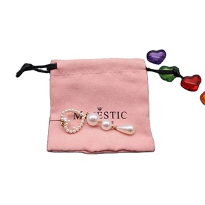 Pochette en velours rose élégante personnalisée pour bijoux, perles, bracelets, emballages cadeaux - Écologique et recyclable - Product Image 5