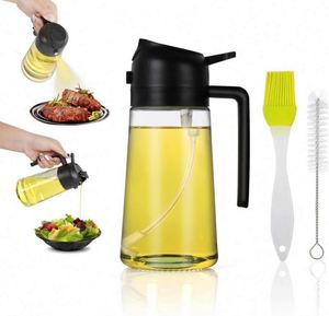 2 in 1 Olive Oil Dispenser <b>Bottle</b> 470ml Premium Glass ReusableOil Spray <b>Bottle</b> Hand Wash Only for Cooking & Baking - Product Image 2