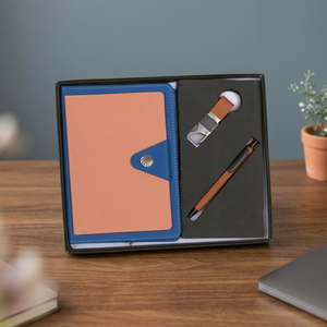 Custom Logo Hardcover PU Leather/Fabric A4 Diary Gift Set with Pen Office Keyring & Card Organizer for Promotional Gifting - Product Image 2