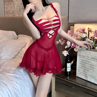 Robe de nuit en dentelle brodée à la main pour femmes, lingerie sexy provocante, uniforme de désir pur, chemise de nuit en maille transparente