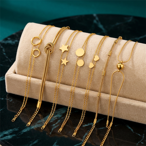 JUSTOP Juego de Joyería de Oro de 18K con Cadena de Pureza 999, Diseño Minimalista de Estrella, Círculo y Corazón, Unisex, para Uso Diario - Product Image 1