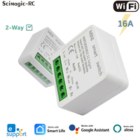 Interrupteur intelligent WiFi EWelink 16A à 2 voies, disjoncteur programmable, compatible Alexa, Google Home, SmartThings, maison intelligente