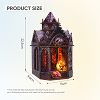 Kit artisanal en bois, tour nid de dragon, maison miniature DIY, bois, métal, plastique, papier, lumière LED, puzzle en bois 3D pour les 14 ans et plus