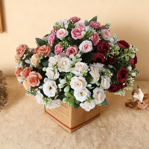 European Style 15 Heads Peony <b>Rose</b> Bouquet Silk Flowers for Home Dining Table Wedding Arch Living Room Decoration - Product Image 6