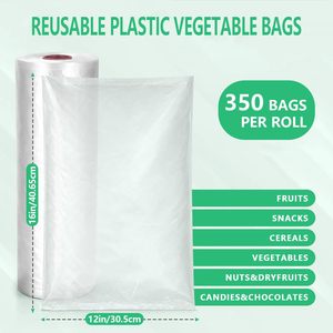 9527 Sacs en plastique transparent pour produits, 12 x 16 pouces, 350 unités, rouleau de conservation alimentaire, résistants à la congélation et à la chaleur, rectangulaires, à fermeture pliante - Product Image 2