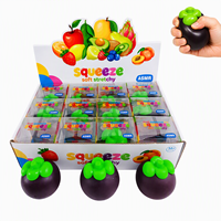 Lot de jouets anti-stress en TPR souple en forme de fruits : raisin, lime, durian, mangoustan