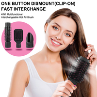 Outil de coiffage 4-en-1 avec brosse ionique Peigne lisseur Sèche-cheveux Fer rotatif-Brosse de coiffage pliable à air chaud