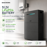 Batterie LiFePO4 51,2 V 100 Ah, durée de vie de 10 000 cycles, batterie au phosphate de fer et de lithium de 5,12 kWh intégrée pour système de stockage d'énergie solaire domestique