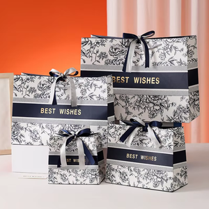 <b>Luxury</b> <b>Gift</b> Handbag Multi-size Paper Carrier <b>Bag</b> With Two-tone Ribbon for Party Favor Christmas New Year <b>Gift</b> Packaging - Product Image 2