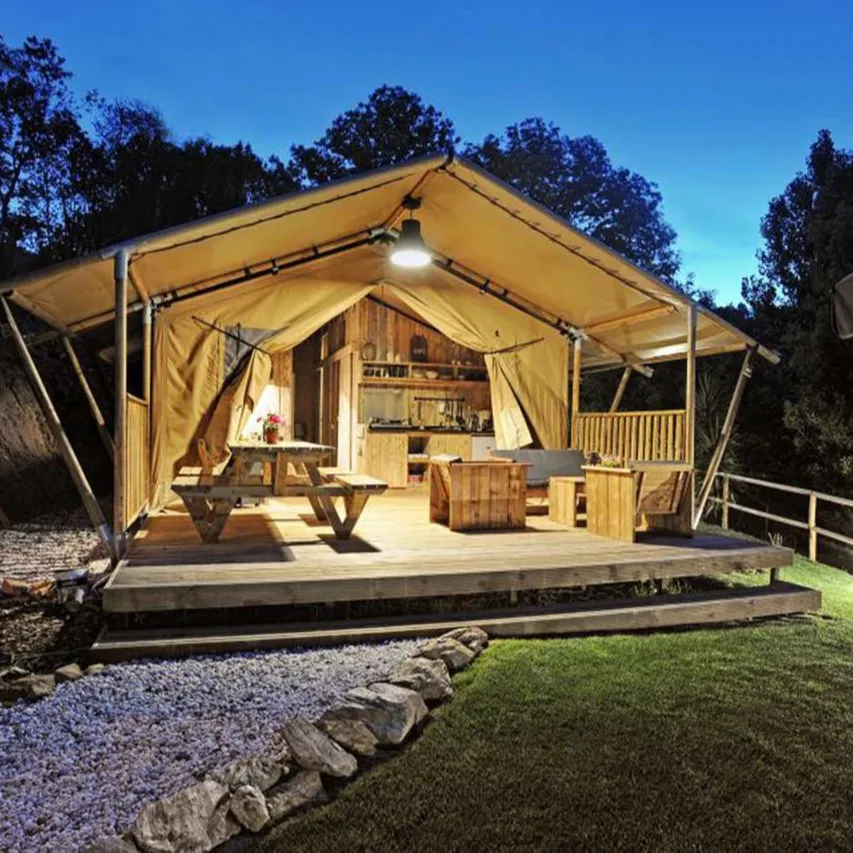 Luxus Glamping African Camping Leinwand Safari Hotel Resort Zelt mit Badezimmer