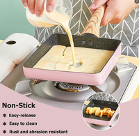 Poêle à omelette Tamagoyaki japonaise carrée en aluminium avec revêtement céramique, petite poêle antiadhésive pour œufs, poignée en bois faite à la main, OEM disponible