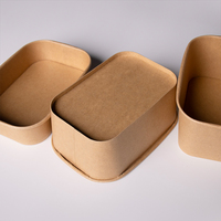 Boîte à repas jetable en kraft rectangulaire avec couvercle, logo personnalisé, vente en gros OEM, boîte alimentaire biodégradable écologique