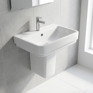 Lavabo rustique carré en céramique sur demi-pied avec options de couleur pour India Home Mall - Product Image 5