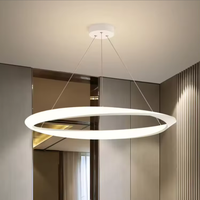 Luminaire suspendu réglable en hauteur, design moderne, anneau LED pour plafond, idéal pour la maison, le bureau ou les projets d'installation.
