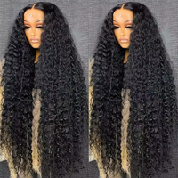 Pelucas de Encaje HD Rectas de 50 Pulgadas Sin Pegamento, Peluca de Encaje Completo, Cabello Natural Ondulado Profundo con Cabello de Bebé, Peluca de Cabello Humano Virgen para Mujeres Negras