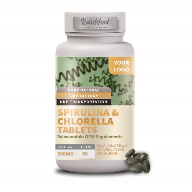 Rainwood Spirulina Chlorella Tablets Top Quality Hot Selling Tablets OEM Private Label 500mg Spirulina Chlorella Tablets