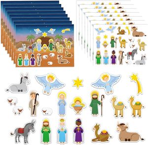 Artisanat religieux autocollants <span class=keywords><strong>de</strong></span> la nativité faire une crèche autocollant ornement bricolage arbre <span class=keywords><strong>de</strong></span> noë<span class=keywords><strong>l</strong></span> suspendus décorations carte - Product Image 3