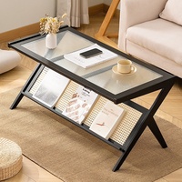 Petite table basse carrée minimaliste moderne avec verre durable pour maison salon appartement ou utilisation mobile du thé