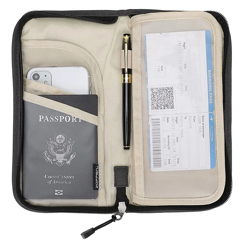 Travel Passport Ticket Wallet Passport Covers RFID Blocking Family Passport Holder Waterproof Travel Document Organizer