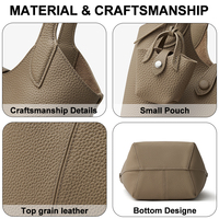 Tas Tangan Kulit Asli Custom, Kantung Modern Bisa Dilepas, Tas Bucket Berkapasitas Besar untuk Kantor dan Perjalanan Harian, Pemasok ODM