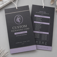 Carte d'emballage personnalisée pour extensions capillaires en gros avec logo estampé or rose et impression de marque
