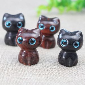 Cute Cat Sandalwood <b>Keychain</b> Ebony And Bloodwood Portable Decorative Ornaments For Bag Car Key Charm - Product Image 2