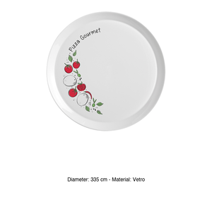 Assiette à pizza gourmet décorée de tomates 33 cm Ronda Bormioli Rocco en verre décoré - Product Image 3
